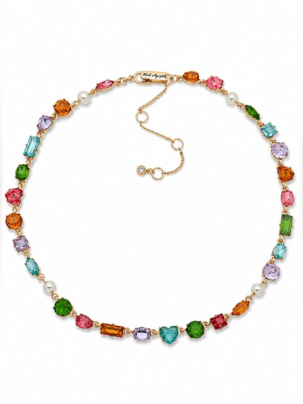 Karl Largergeld Gold-Tone Multicolor Stone Collar Necklace, 16" + 3" extender